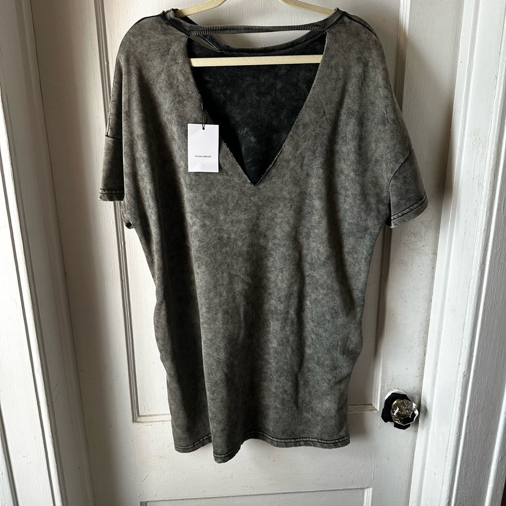 Vintage wash V-Neck Dress